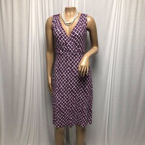 Merona Dress Womens Size Small Purple White V-Neck Back Lace Stretchy Sleeveless